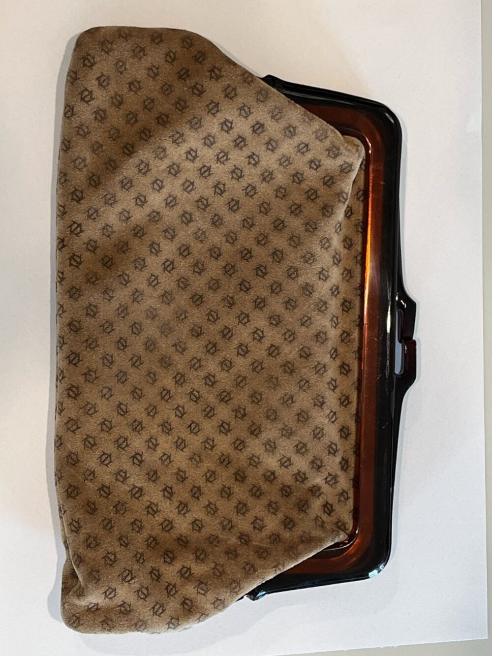 Vintage Italian Monogram Clutch w/ Amber Resin Frame